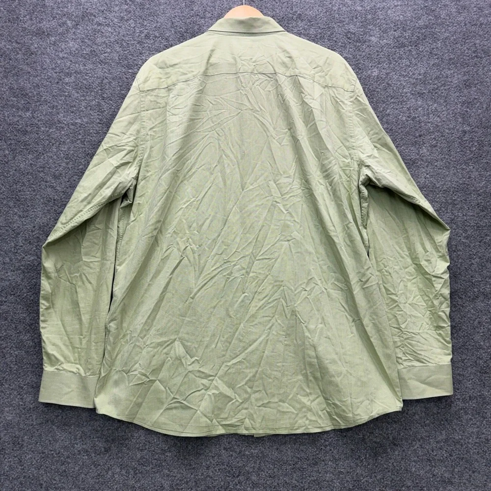 Banana Republic Fitted Button Shirt Mens XXL Tall Green Long Sleeve Dress
